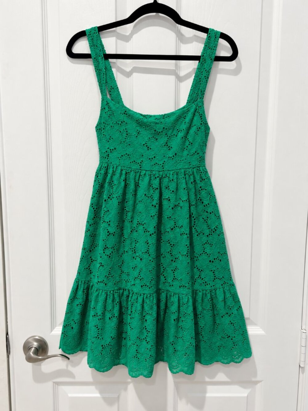 Altar'd State Womens XL Green Eyelet Lace Tie Back Fit Flare Cotton Dress